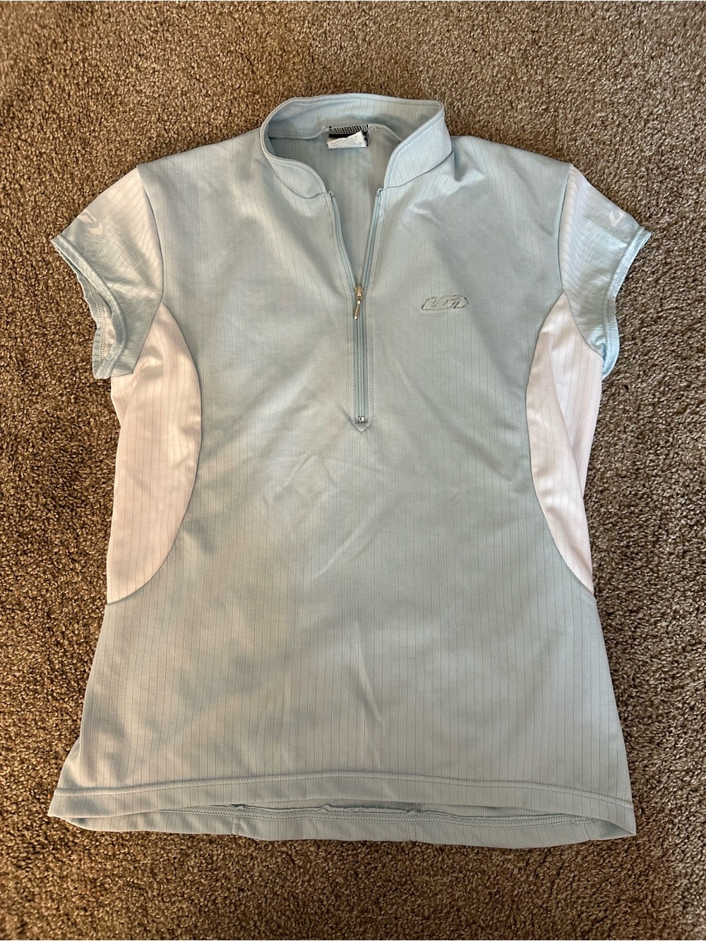 Light Blue Short-Sleeve Zip Polo with White Side Panels
